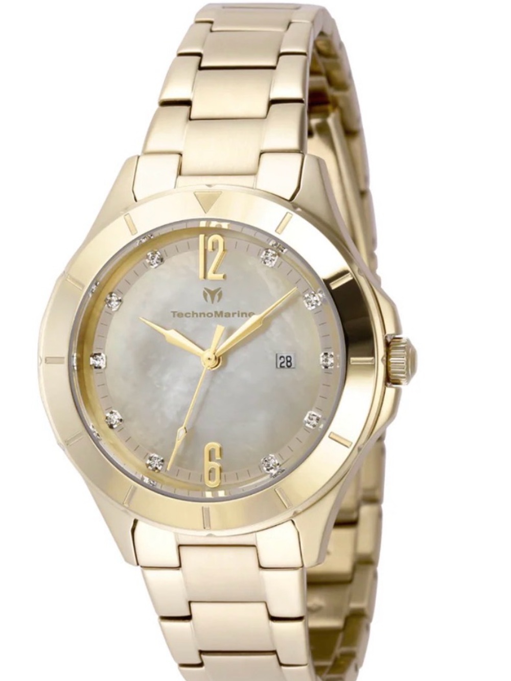 TechnoMarine Luna Tides Women's Watch w/ Mother of Pearl Dial - 33mm. Gold